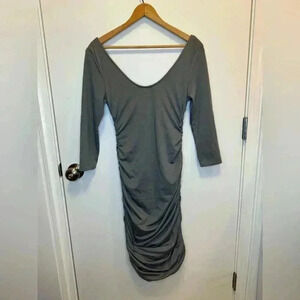 Anthropologie Threads 4 Thought grey fitted long sleeve midi dress size small